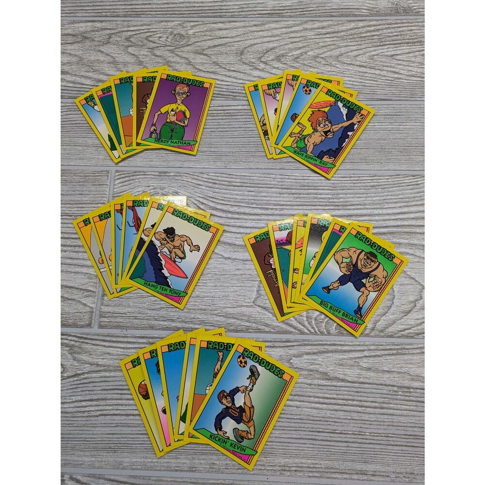 Vintage Rad Dudes Trading Card Lot Of 29 Neon Hang Ten Tony Wave Rippin Ray 1990